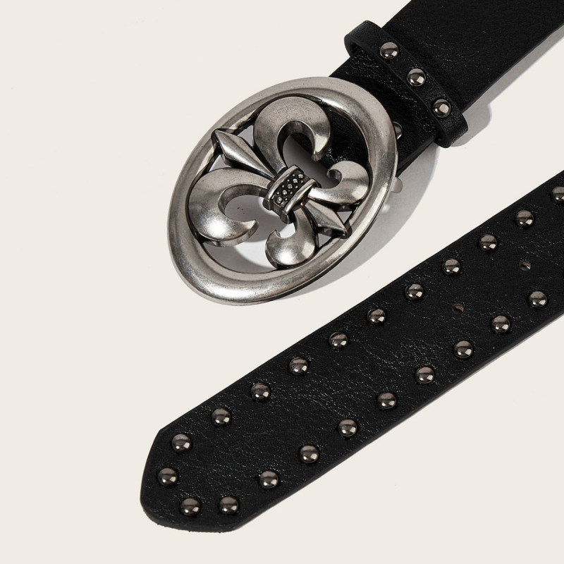 Muški kaiš od PU kože s metalnim rivetima, punk stil, kopča na snap, širok preko 4 cm