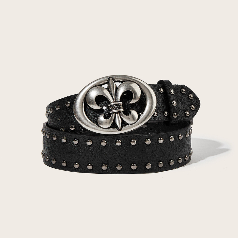 Muški kaiš od PU kože s metalnim rivetima, punk stil, kopča na snap, širok preko 4 cm