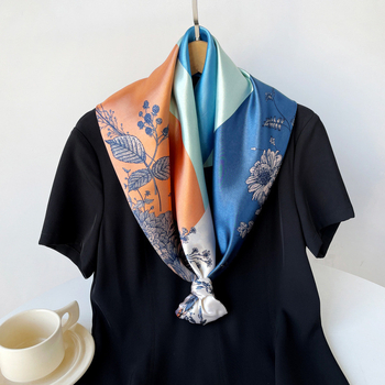 Ženski kvadrati šal 90 cm, poliester, satenski završetak, tie-dye print