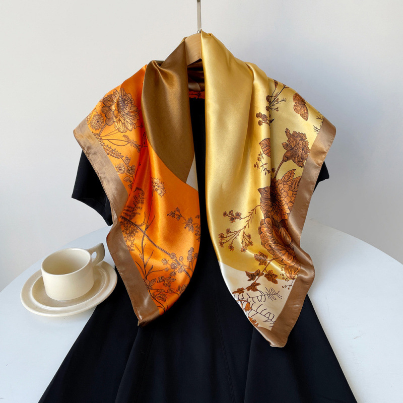 Ženski kvadrati šal 90 cm, poliester, satenski završetak, tie-dye print