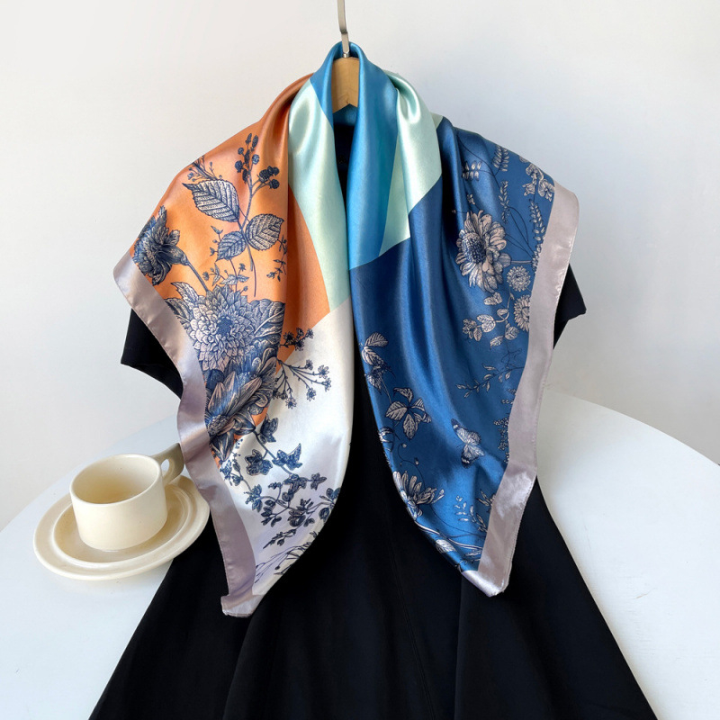 Ženski kvadrati šal 90 cm, poliester, satenski završetak, tie-dye print