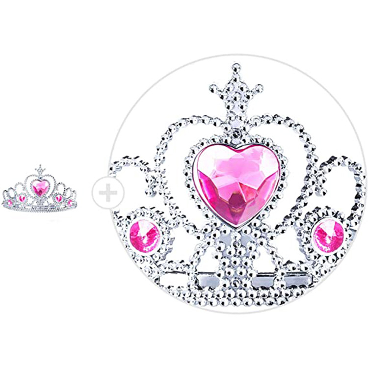 Roza set dodataka za princeze: tiara za kosu, štapić s leptirima, ogrlica, narukvica i rukavice