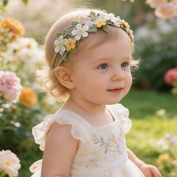 Elastična traka za kosu s izvezenim cvjetnim uzorkom u šumskom stilu, za bebe i djecu, slatka dodatak za kosu princeze