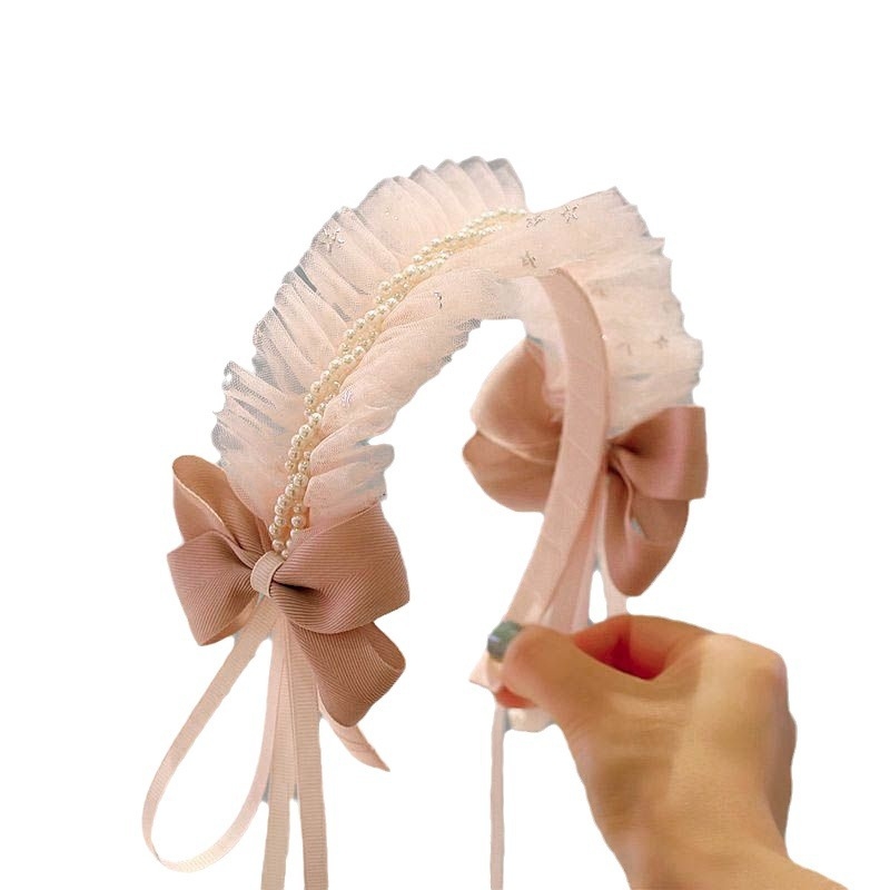 Perlasta mrežasta traka za kosu, slatki princepski stil, Mori stil, elegantan dječji dodatak za kosu