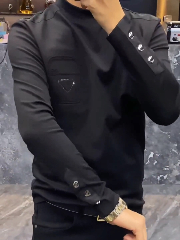 Muški dugi rukav T‑shirt s dekoracijom od rhinestones toplinskim otiskom, životinjski motiv, prozračna mješavina pamuka