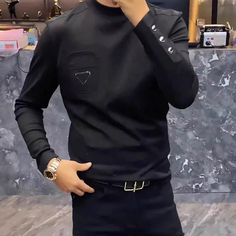 Muški dugi rukav T‑shirt s dekoracijom od rhinestones toplinskim otiskom, životinjski motiv, prozračna mješavina pamuka