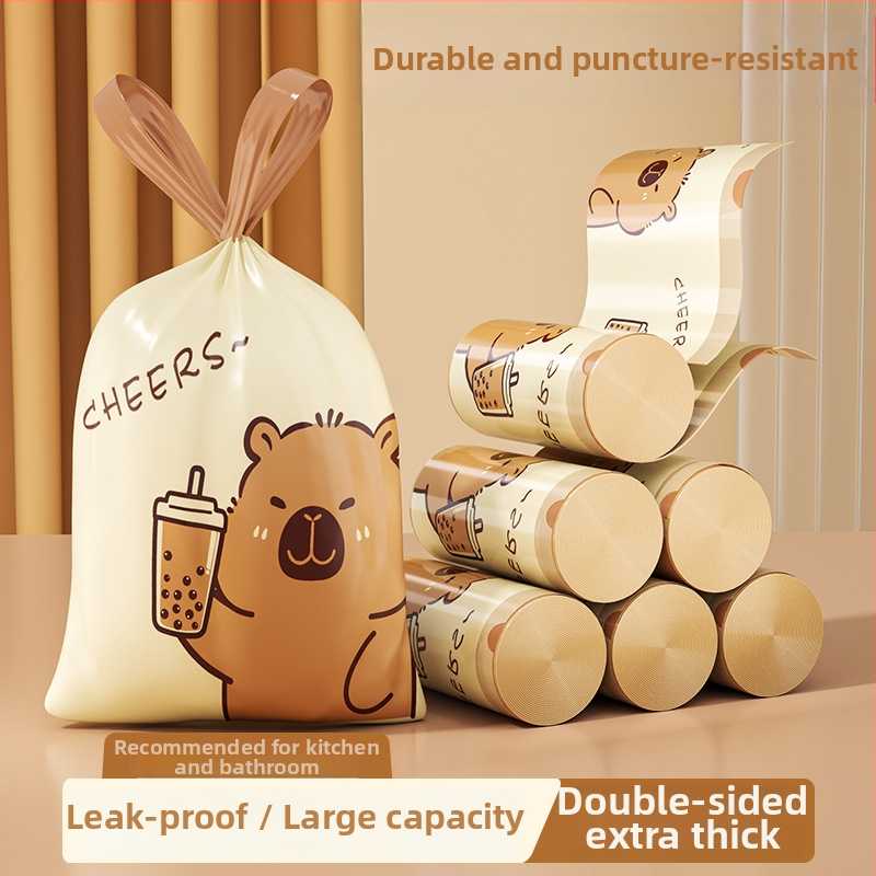 Taška na odpadky so šnúrkou, s karikatúrnym dizajnom, domáce použitie, kuchyňa, extra hrubý plast, automatické zatváranie