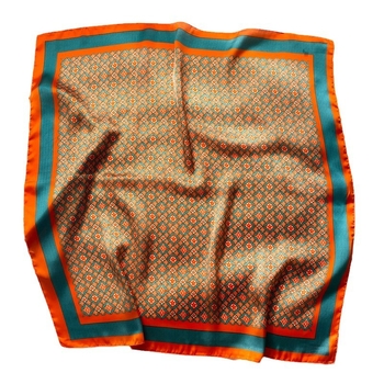 Geometrijski karirani šal s cvjetnim blokovima, svilenkasto-hodvabnim materijalom, ženski kvadratni šal 70×70 cm, pogodna za nošenje na glavi ili kao šal