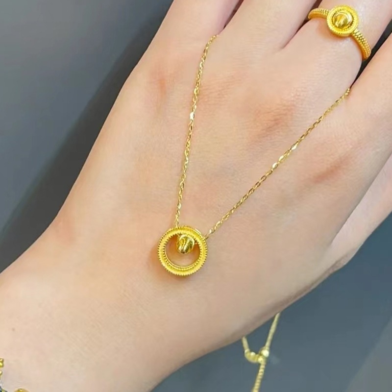 Ženski ogrlica sreće, 24K pozlaćeni lanac za ključnu kost s lucky beads, moderan i svestran