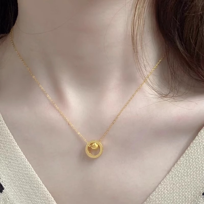 Ženski ogrlica sreće, 24K pozlaćeni lanac za ključnu kost s lucky beads, moderan i svestran