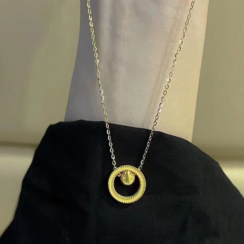 Ženski ogrlica sreće, 24K pozlaćeni lanac za ključnu kost s lucky beads, moderan i svestran