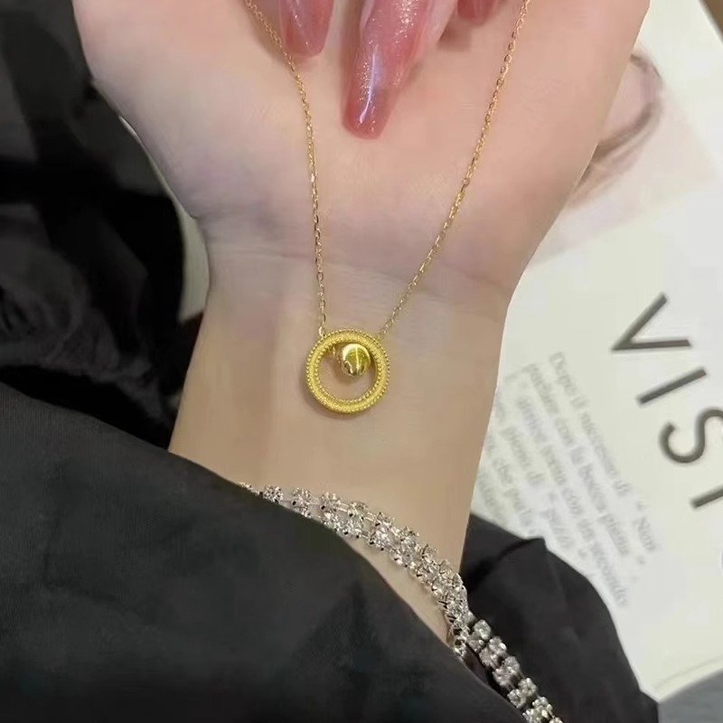 Ženski ogrlica sreće, 24K pozlaćeni lanac za ključnu kost s lucky beads, moderan i svestran