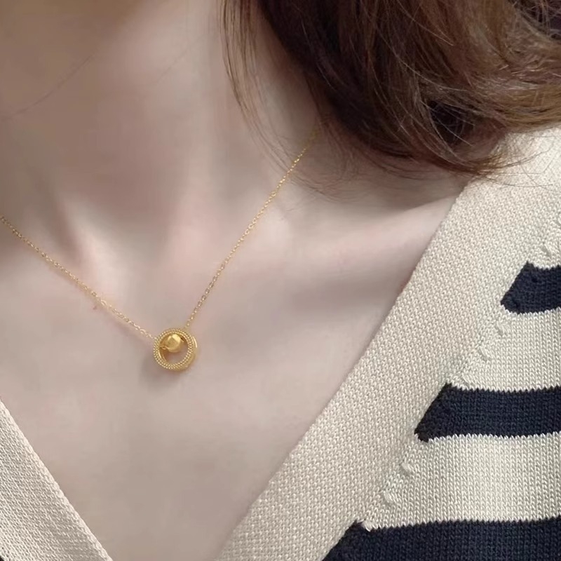 Ženski ogrlica sreće, 24K pozlaćeni lanac za ključnu kost s lucky beads, moderan i svestran