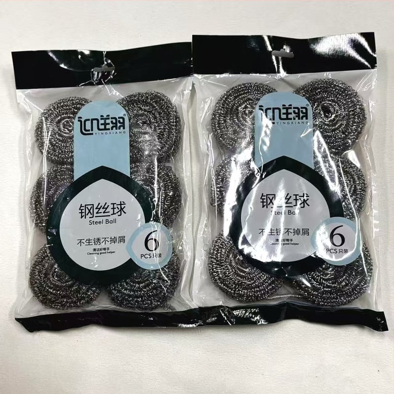 Set 6 nerezových oceľových guličiek na umývanie riadu a čistenie kuchyne