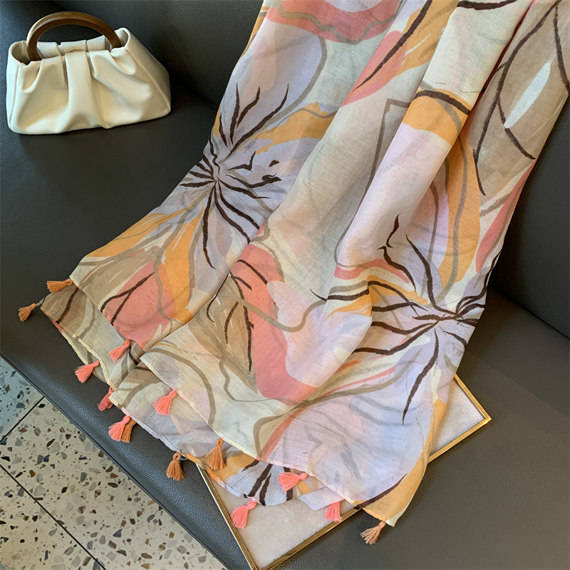 Ženski lagani ljetni šal s otisom - korejski stil, modni plažni šal za zaštitu od sunca