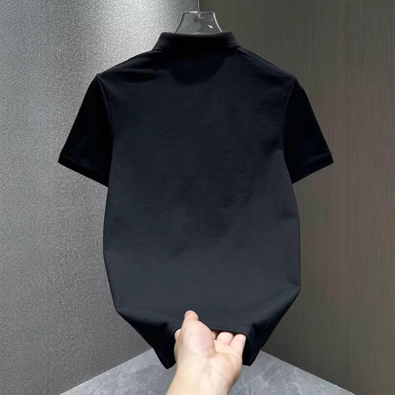 Polo masculin de vară 2025 cu patch brodat la guler, mâneci scurte, simplu și versatil, casual.