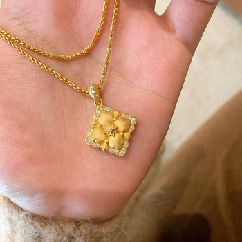 Nova ogrlica s četverolisnom detelinom, dvostrana, zlatni vintage dvorski stil, za putovanja, zabave i prijenose uživo
