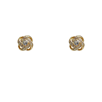 Mini naušnice s mikro cirkonima, srebren premaz, 14K premaz, spiralan uzloj dizajn, za žene, japansko-korejski stil, jednostavno i elegantno
