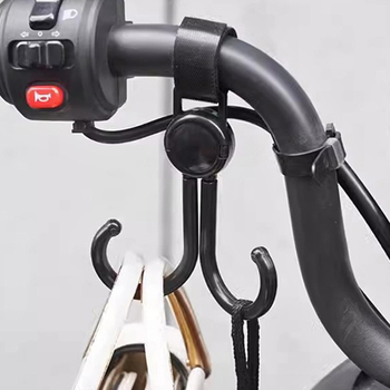 Multifunkčný Velcro háčik pre elektrické skútre, motocykle a bicykle — bez vŕtania, nosnosť 3 kg, dvojháčik, plastový, moderný minimalistický dizajn