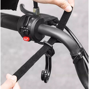 Multifunkčný Velcro háčik pre elektrické skútre, motocykle a bicykle — bez vŕtania, nosnosť 3 kg, dvojháčik, plastový, moderný minimalistický dizajn