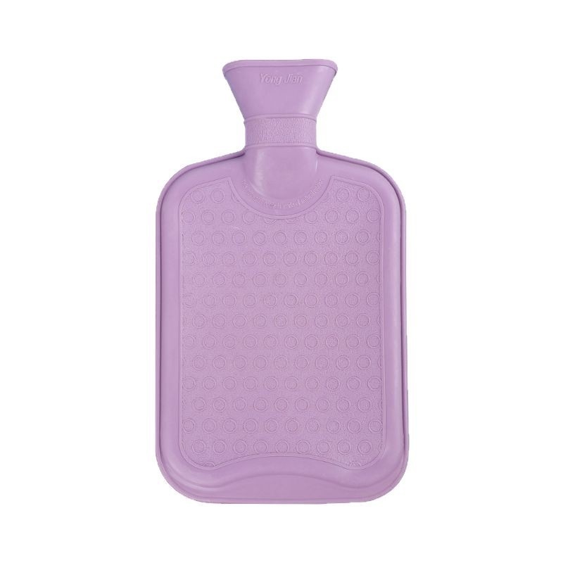 Sticlă de apă fierbinte umplută cu apă, 1000 ml, husă textilă cu funda, Yongjian, cauciuc gros, pentru uz casnic