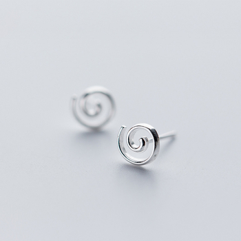 S925 srebrne naušnice sa spiralnom linijom, minimalistički geometrijski dizajn, unisex, model E1273