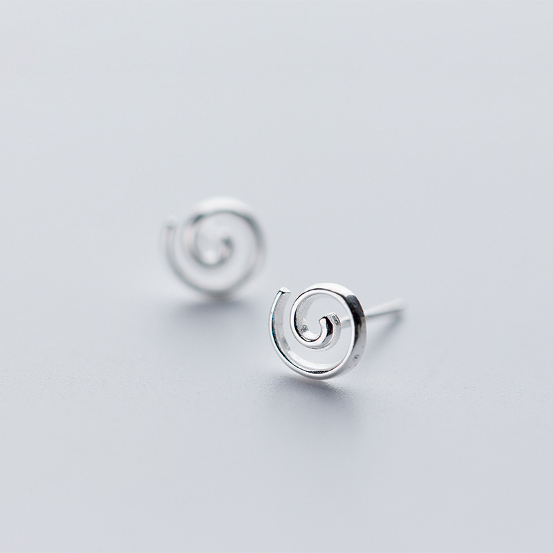 S925 srebrne naušnice sa spiralnom linijom, minimalistički geometrijski dizajn, unisex, model E1273