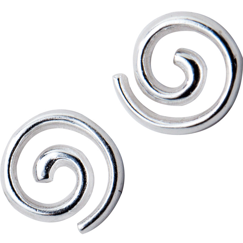 S925 srebrne naušnice sa spiralnom linijom, minimalistički geometrijski dizajn, unisex, model E1273