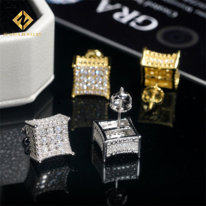 Geometrijske Moissanite VVS naušnice od 925 srebra, unisex, ljetni hip-hop stil 2024