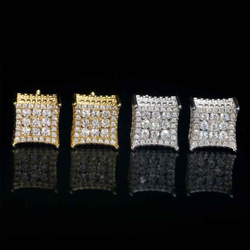 Geometrijske Moissanite VVS naušnice od 925 srebra, unisex, ljetni hip-hop stil 2024