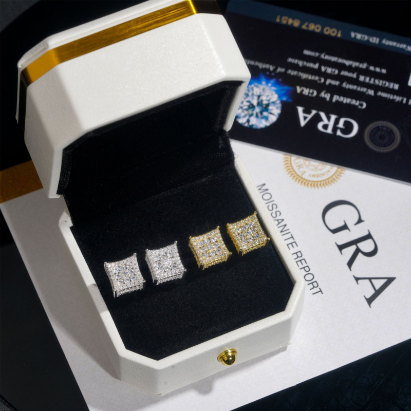 Geometrijske Moissanite VVS naušnice od 925 srebra, unisex, ljetni hip-hop stil 2024