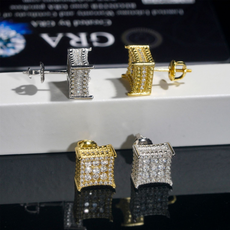Geometrijske Moissanite VVS naušnice od 925 srebra, unisex, ljetni hip-hop stil 2024