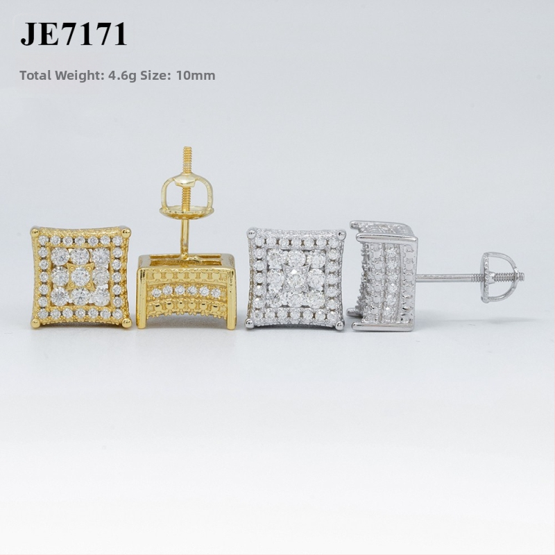 Geometrijske Moissanite VVS naušnice od 925 srebra, unisex, ljetni hip-hop stil 2024