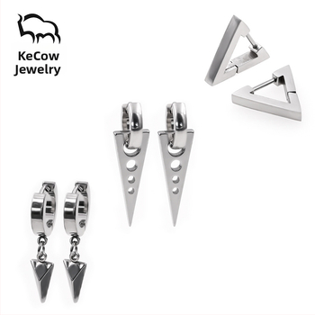 Set trokutastih naušnica od titan čelika korejskog stila, unisex, geometrijski dizajn, elektroplirano, branda keCow