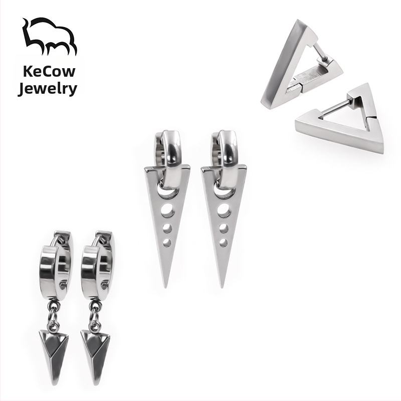 Set trokutastih naušnica od titan čelika korejskog stila, unisex, geometrijski dizajn, elektroplirano, branda keCow