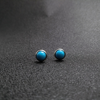 Bakrene naušnice s platinskim premazom, geometrijski dizajn, imitacija tirkiza, unisex