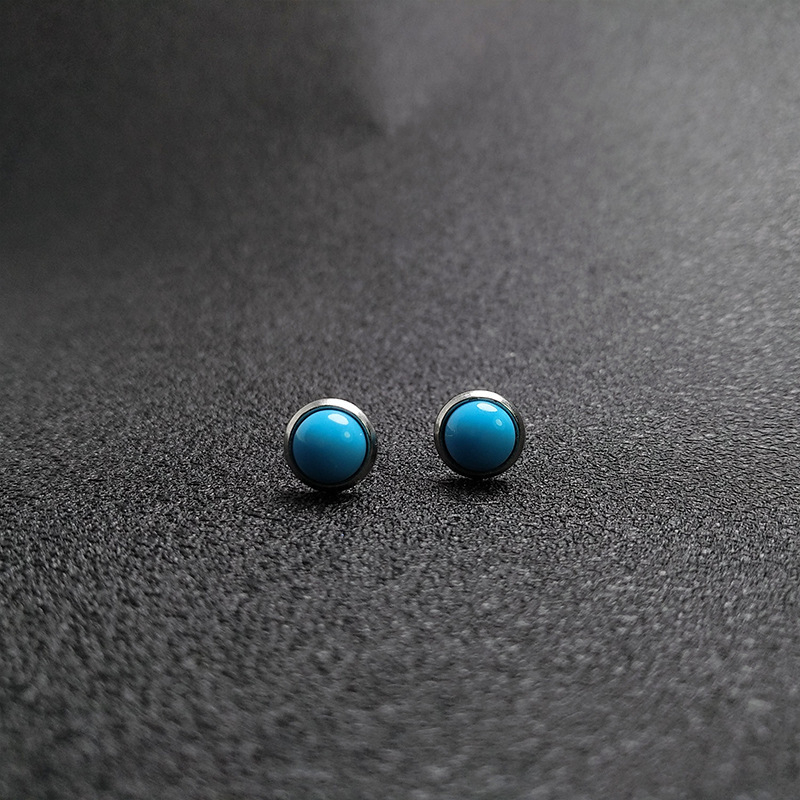 Bakrene naušnice s platinskim premazom, geometrijski dizajn, imitacija tirkiza, unisex