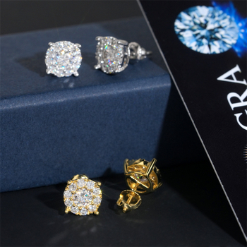Novo: Naušnice s moissanitom 0,45 ct, kružnog oblika, od srebra 925, unisex klasičan dizajn