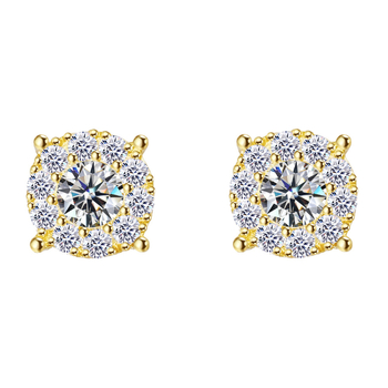 Novo: Naušnice s moissanitom 0,45 ct, kružnog oblika, od srebra 925, unisex klasičan dizajn
