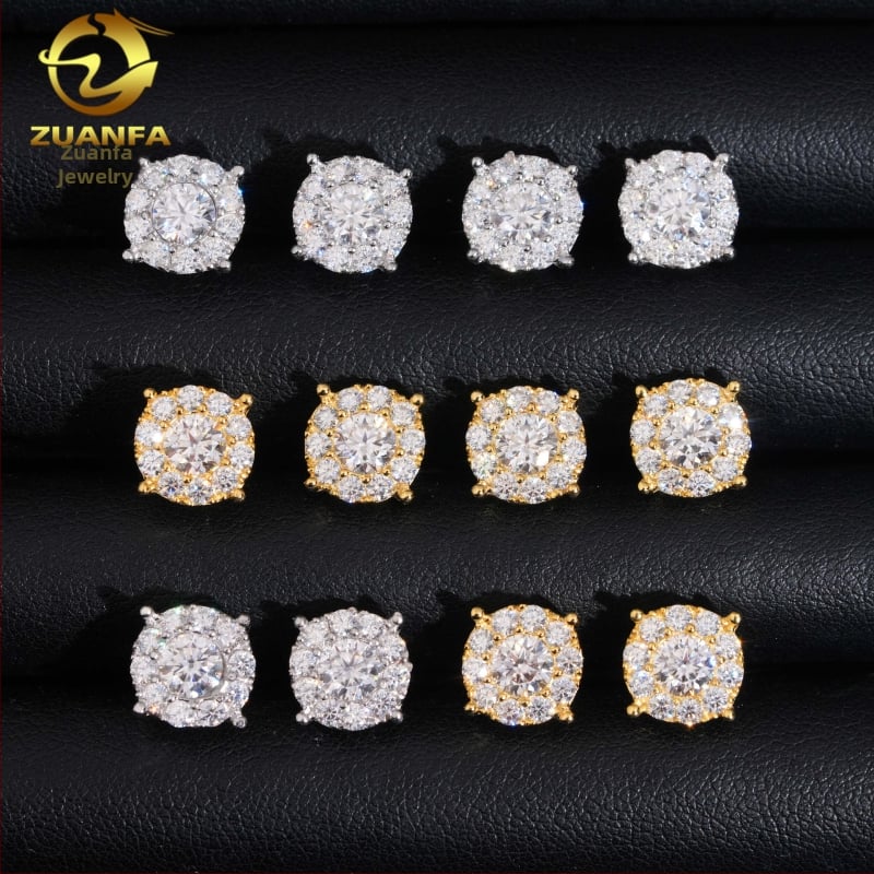 Novo: Naušnice s moissanitom 0,45 ct, kružnog oblika, od srebra 925, unisex klasičan dizajn