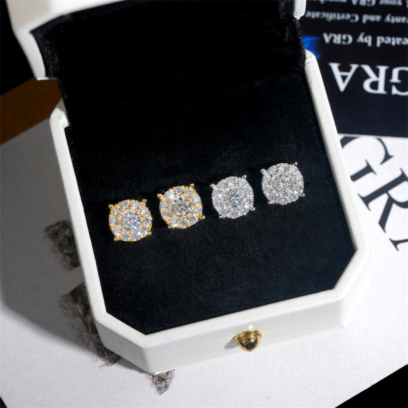Novo: Naušnice s moissanitom 0,45 ct, kružnog oblika, od srebra 925, unisex klasičan dizajn