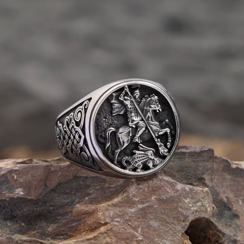 Muški prsten od nehrđajućeg čelika s motivom životinja/zodijak, personalizirani konjski prsten, nordijsko-vikingski keltski čvor