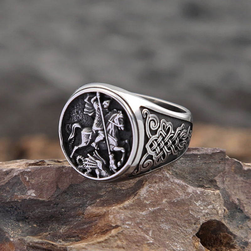 Muški prsten od nehrđajućeg čelika s motivom životinja/zodijak, personalizirani konjski prsten, nordijsko-vikingski keltski čvor