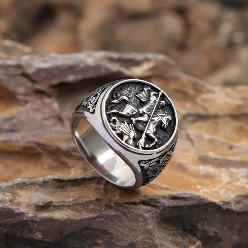 Muški prsten od nehrđajućeg čelika s motivom životinja/zodijak, personalizirani konjski prsten, nordijsko-vikingski keltski čvor