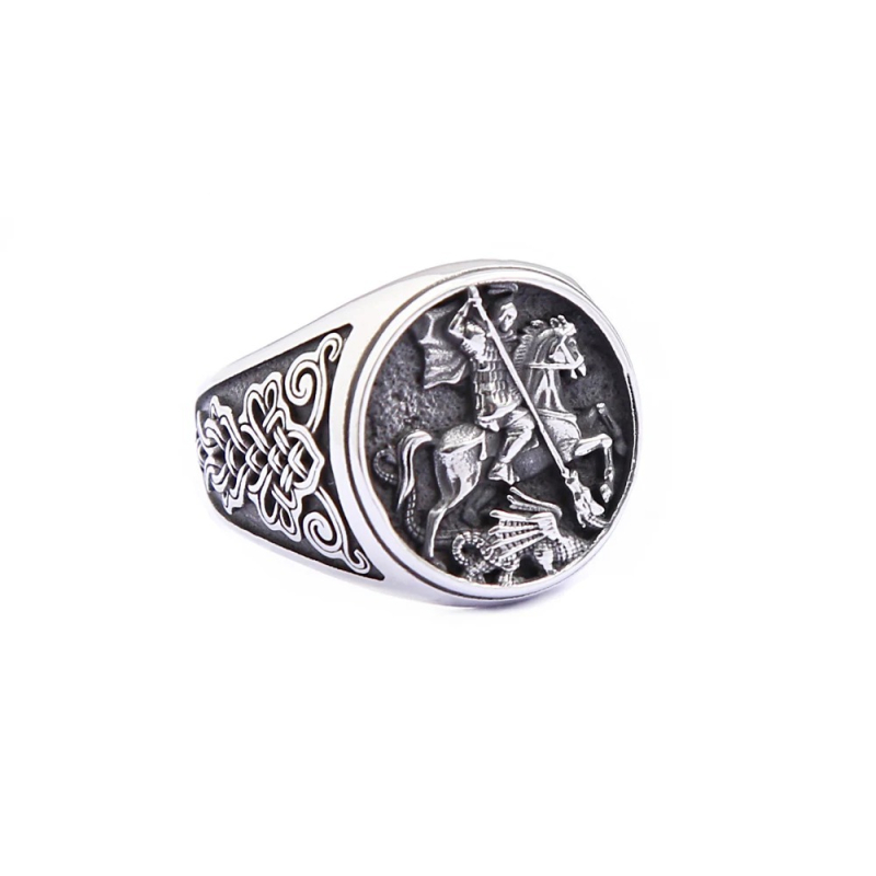 Muški prsten od nehrđajućeg čelika s motivom životinja/zodijak, personalizirani konjski prsten, nordijsko-vikingski keltski čvor
