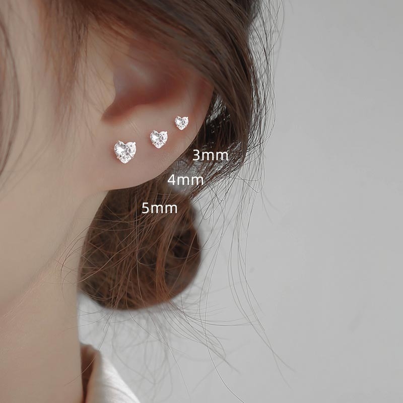 S925 srebrne naušnice srcolne sa cirkonima, minimalistički i svestran dizajn za piercing na ušima
