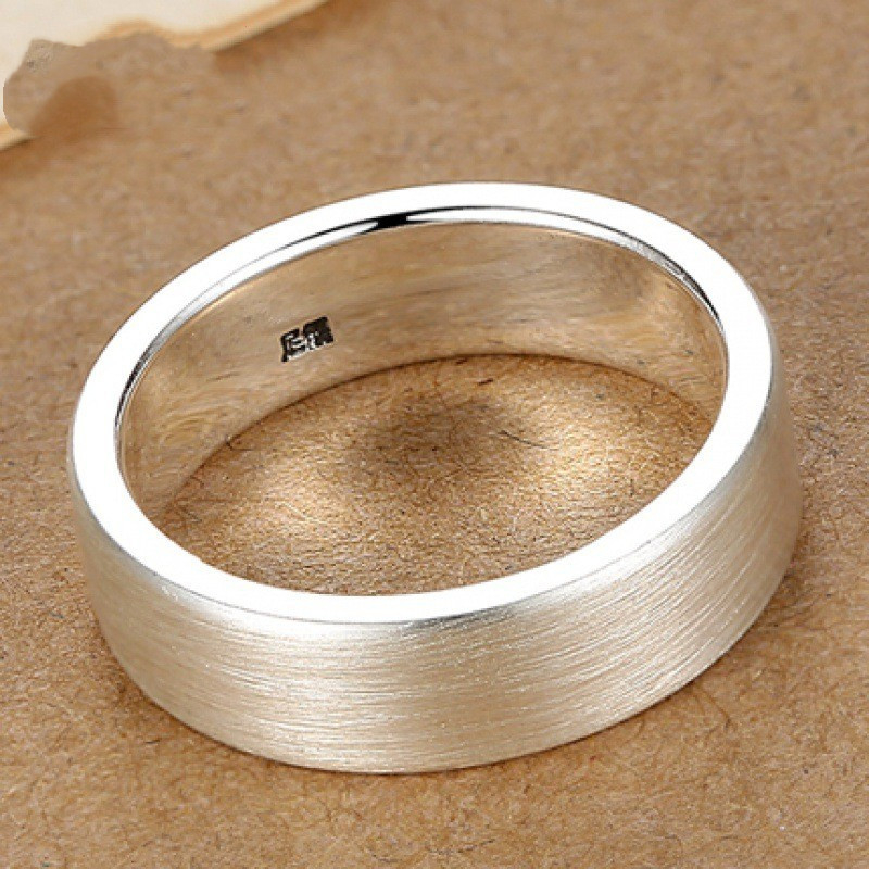 6 mm gravirani srebrni prsten s brušenom površinom, unisex, za par