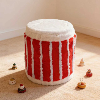 Okrúhla úložná stolička, objem 18 l, materiál: bavlna, základňa z vláknovej dosky, rozmery 27×30 cm, nosnosť 100 kg, štýl kresleného filmu, značka Qing muz