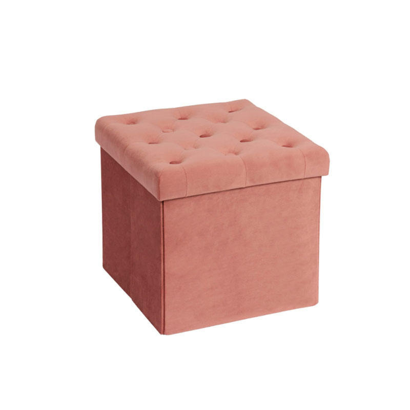 Sklopná úložná stolička z flanelového materiálu, objem 110 L, rozmery 38×38×38 cm.