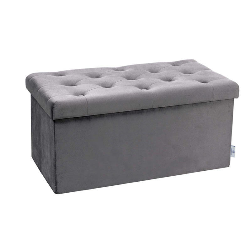 Sklopná úložná stolička z flanelového materiálu, objem 110 L, rozmery 38×38×38 cm.